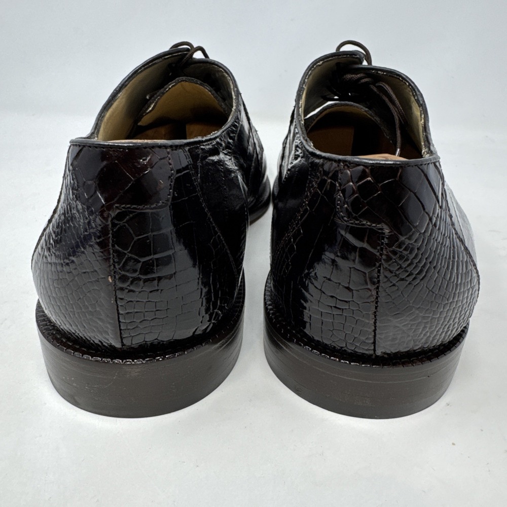 Belvedere Studio Genuine Eel Skin Men's Dress shoes - 14D Brown New In Box!! - Picture 4 of 14